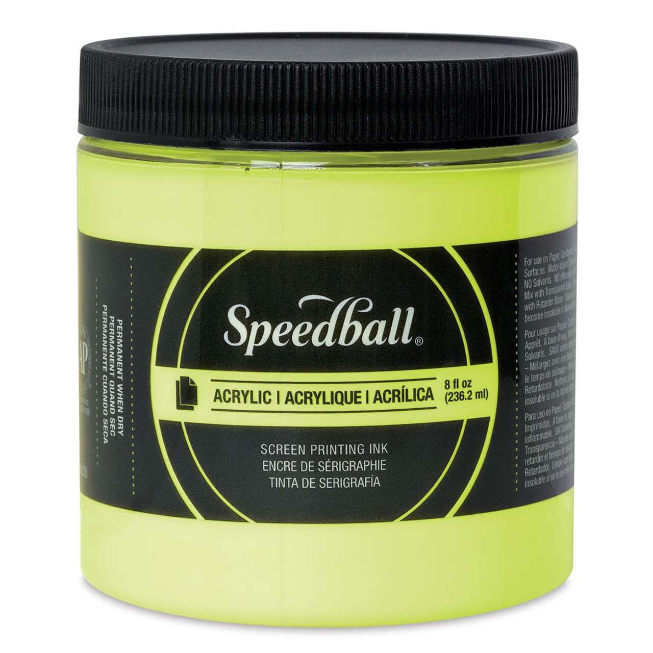 Speedball Permanent Acrylic Screen Printing Ink - Fluorescent Yellow, 8 oz